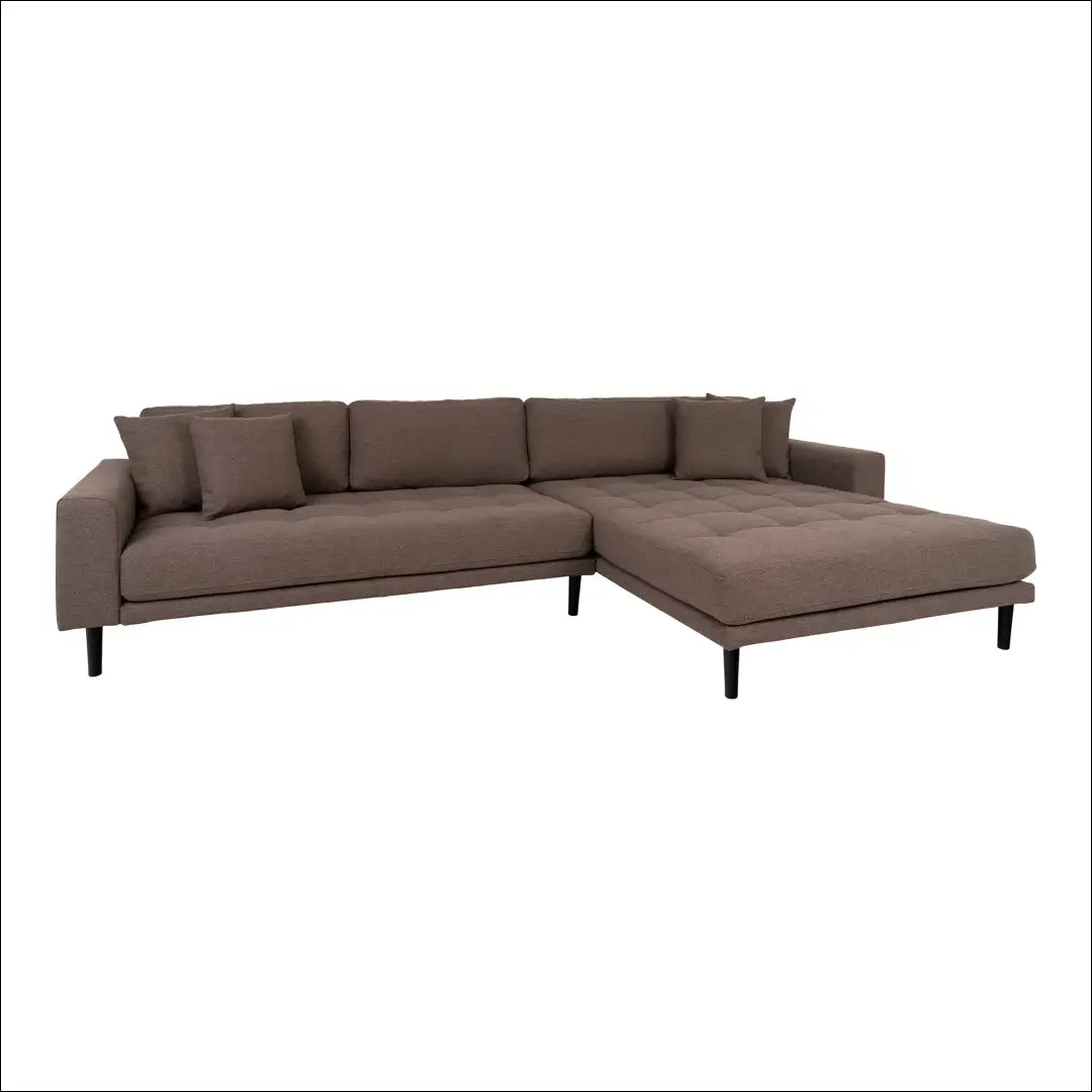 Dešinės pusės ruda sofa su keturiomis pagalvėlėmis ir juodomis medinėmis kojelėmis RD205 - €1,479 Save 15%