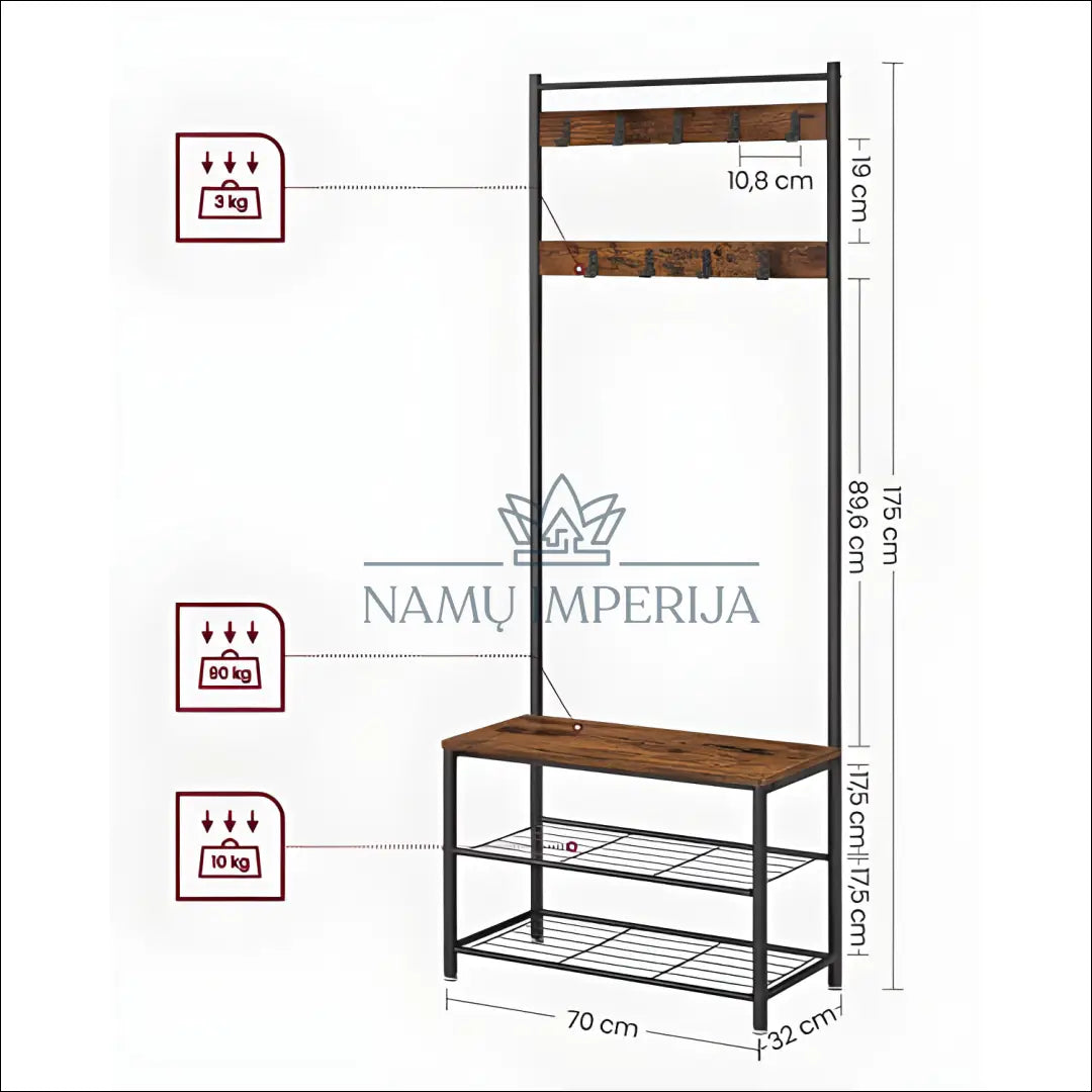 Drabužių kabykla su batų lentynomis SM220 - €105 Save 30% 100-200, __label:Pristatymas 5-14 d.d.,