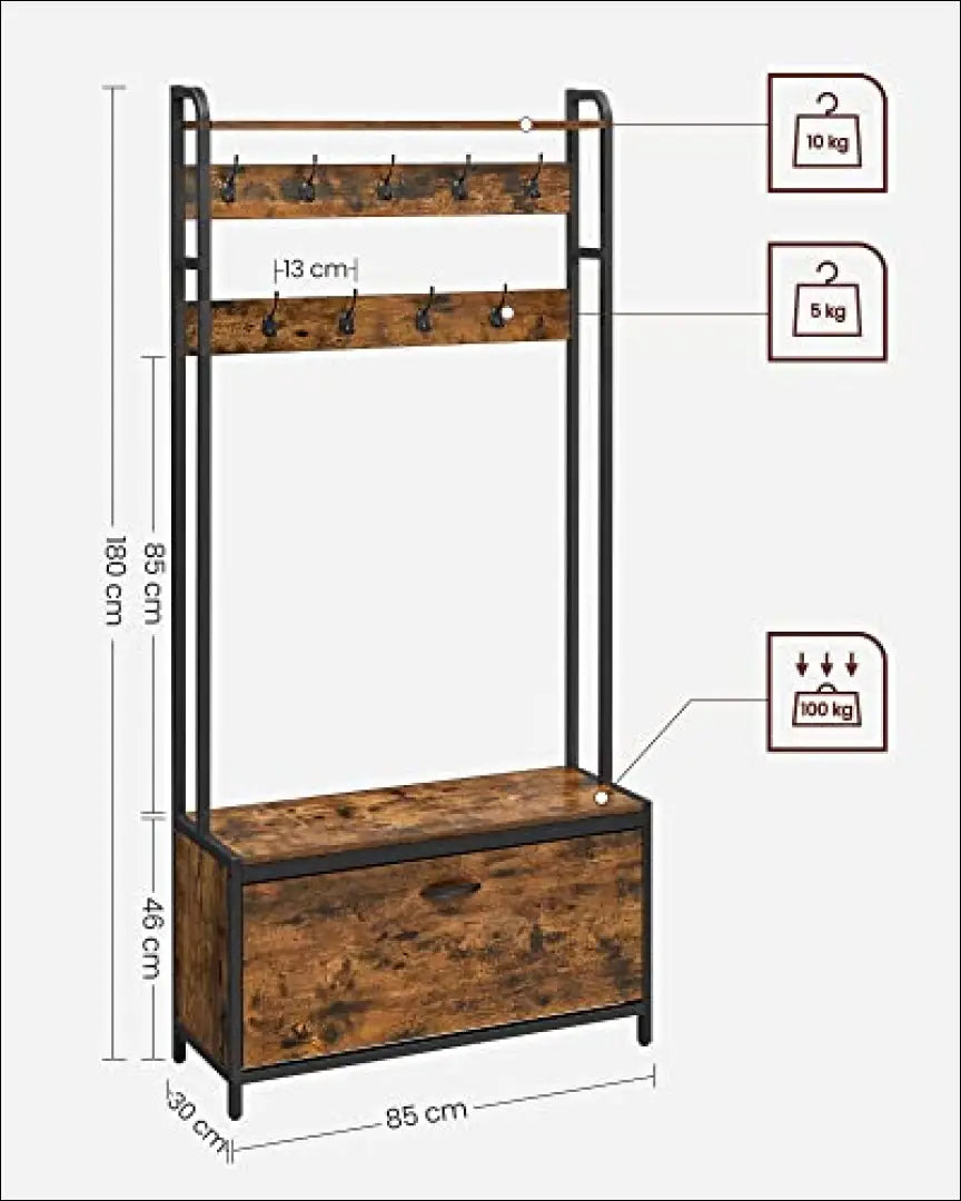 Drabužių kabykla su batų lentynomis SM225 - €147 Save 40% 100-200, __label:Pristatymas 5-14 d.d., batu-suoliukas,