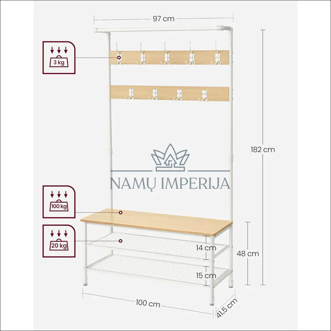 Drabužių kabykla su batų lentynomis SM244 - €153 Save 40% 100-200, __label:Pristatymas 5-14 d.d., drabuziu-kabykla,