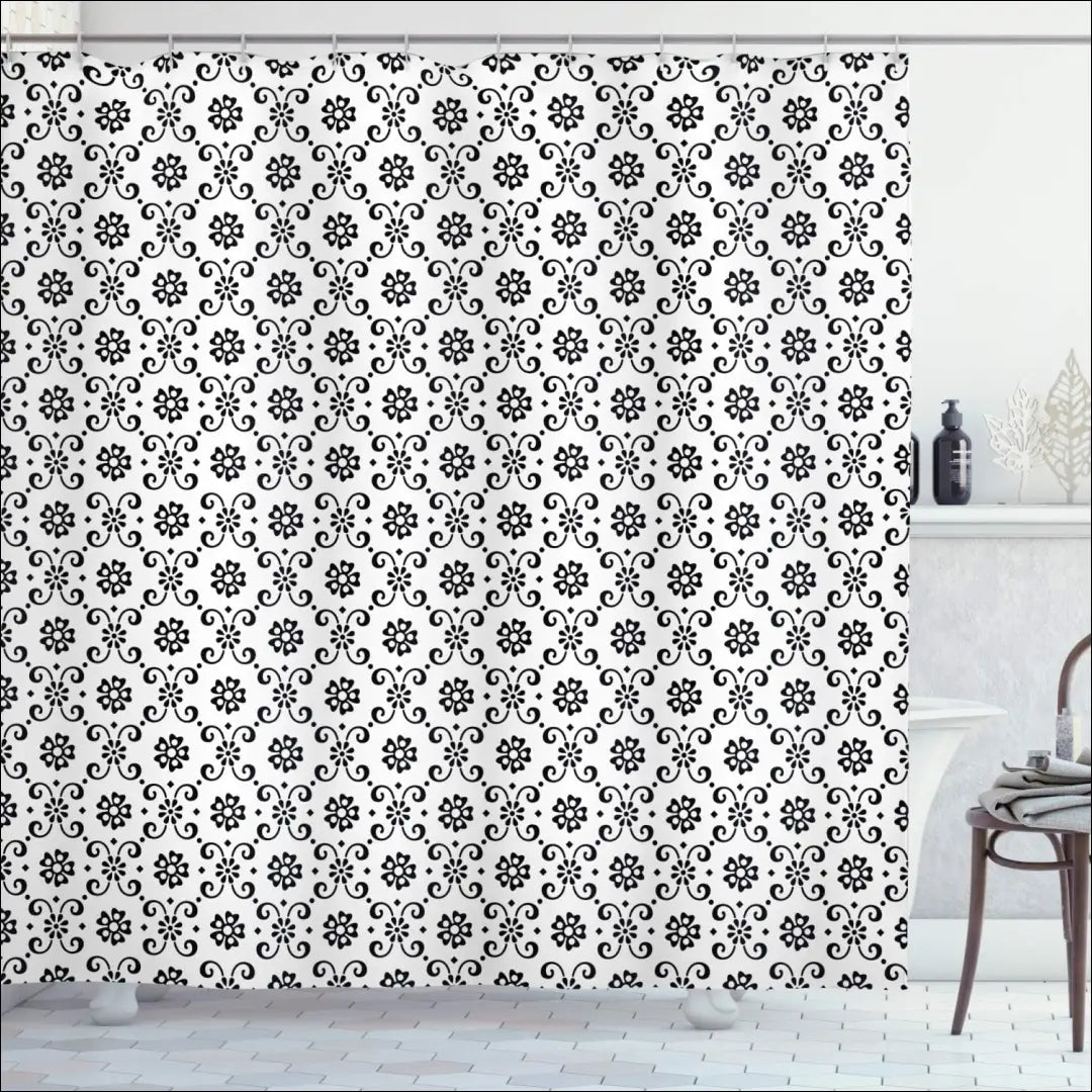 Dušo užuolaida DI11754 - €17 Save 50% __label:Pristatymas 1-2 d.d., color-balta, color-juoda, material-poliesteris,