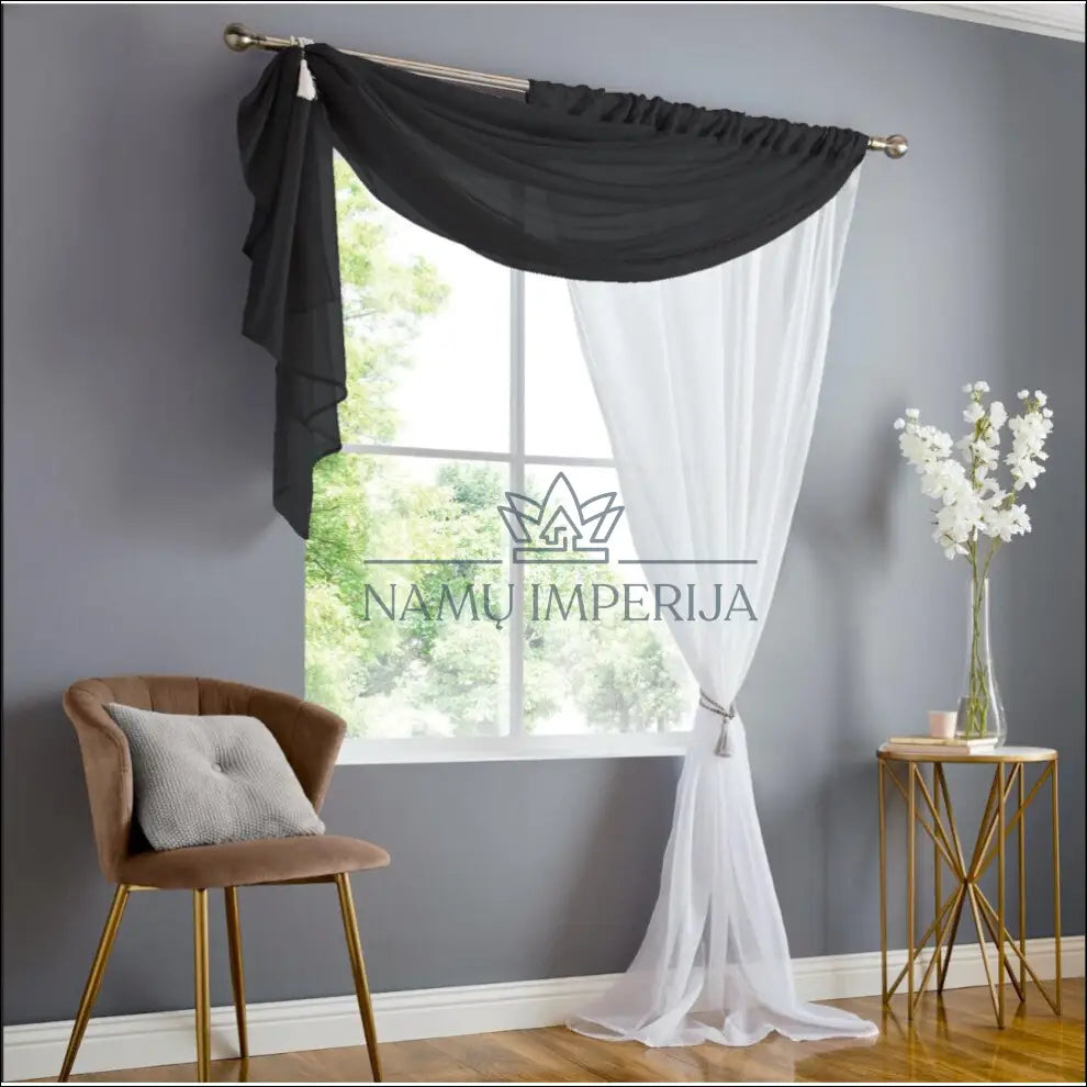 Dviguba užuolaida DI9770 - €40 Save 50% 25-50, __label:Pristatymas 1-2 d.d., color-balta, color-juoda,