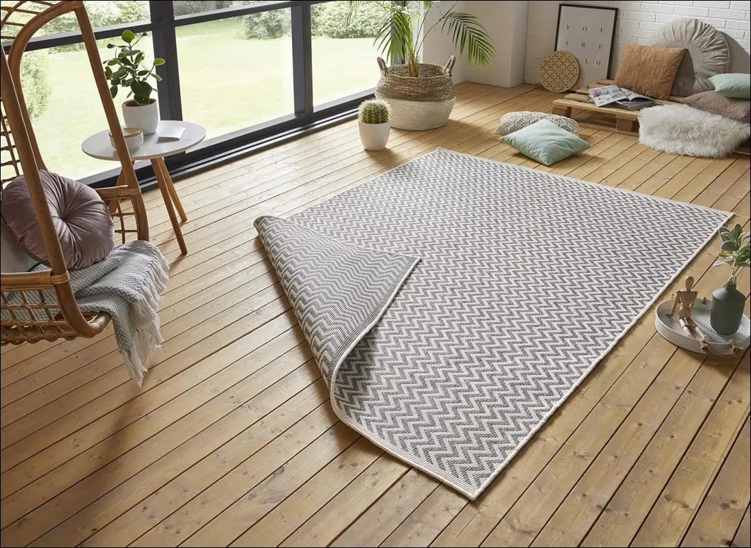 Dvipusis lauko/terasos kilimas RU1498 - €120 Save 50% 100-200, __label:Pristatymas 1-2 d.d., color-kremas, color-pilka,