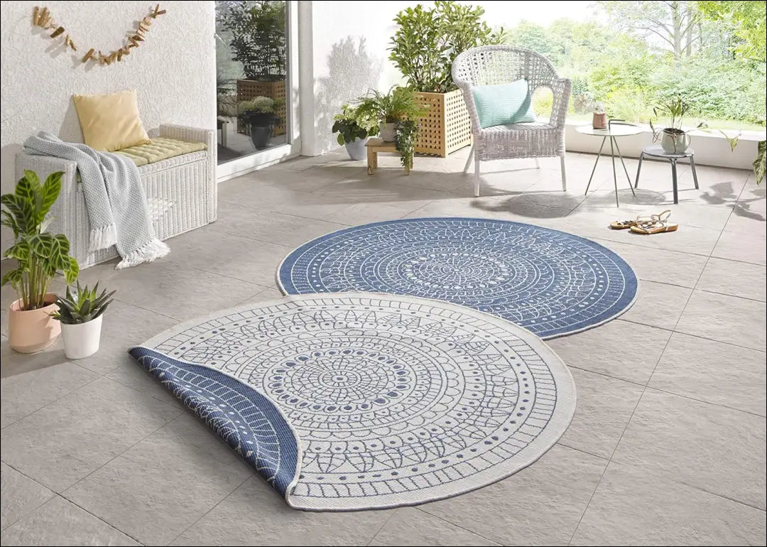 Dvipusis lauko/terasos kilimas RU1538 - €128 Save 50% 100-200, __label:Pristatymas 1-2 d.d., apvalus, color-kremas,