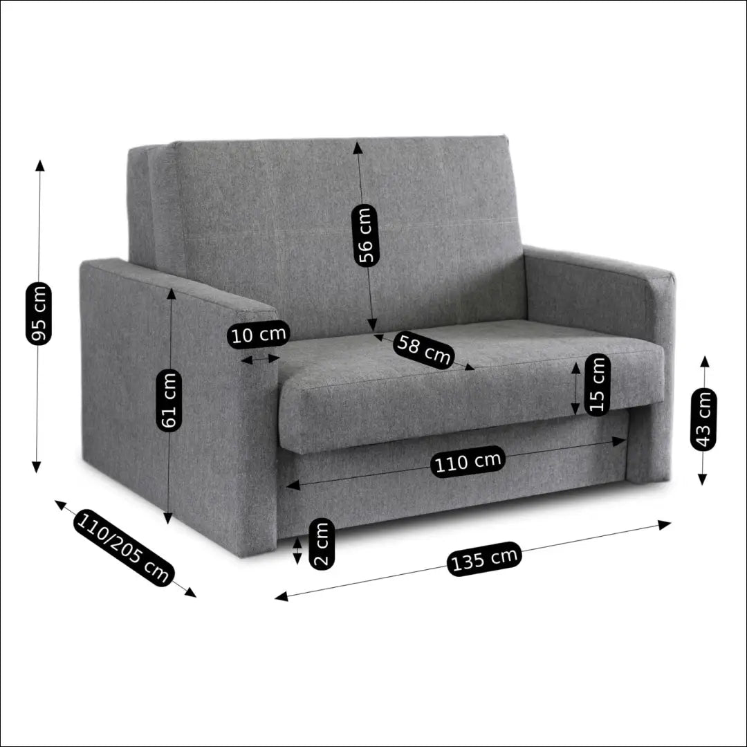 Dvivietis miegamas fotelis su audiniu pilkos spalvos TE661 - €1,489 Save 15% __label:Pristatymas 5-14 d.d., elite,