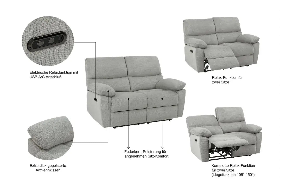 Elektra valdoma sofa MI886 - €440 Save 50% __label:Pristatymas 1-2 d.d., color-pilka, material-gobelenas, minksti,