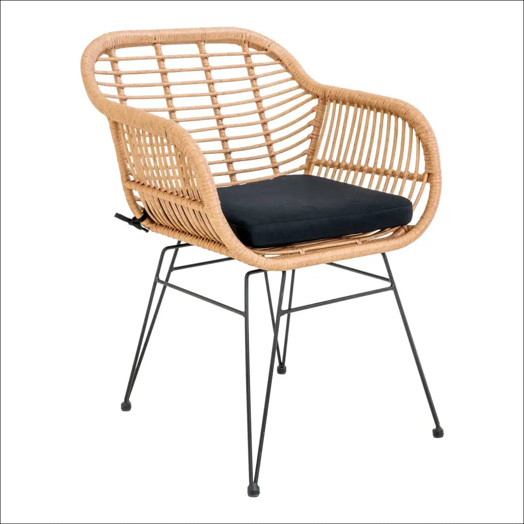 Fotelis iš poliratano su pagalvėle natūralus juodomis kojelėmis RD1042 - €116 Save 15% Dining chairs, Natūrali, nordic,