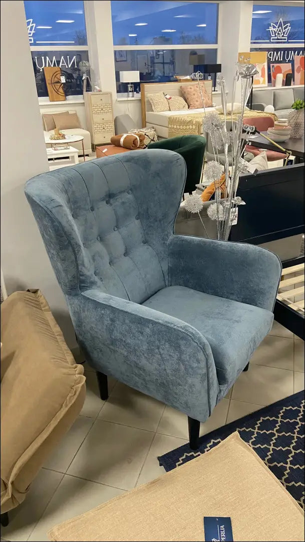 Fotelis MI232 - €340 Save 10% __label:Pristatymas 1-2 d.d., color-melyna, foteliai, material-aksomas,