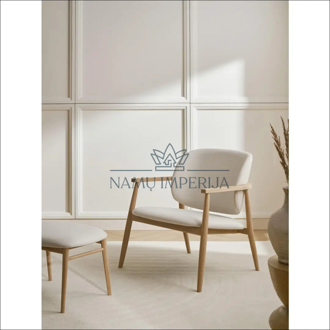 Fotelis MI503 - €400 Save 50% color-kremas, color-ruda, foteliai, material-gobelenas, material-medzio-masyvas