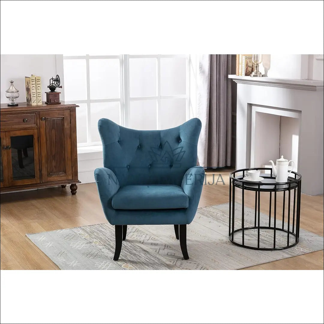 Fotelis MI757 - €178 Save 65% 100-200, __label:Pristatymas 1-2 d.d., color-melyna, foteliai, material-aksomas €100