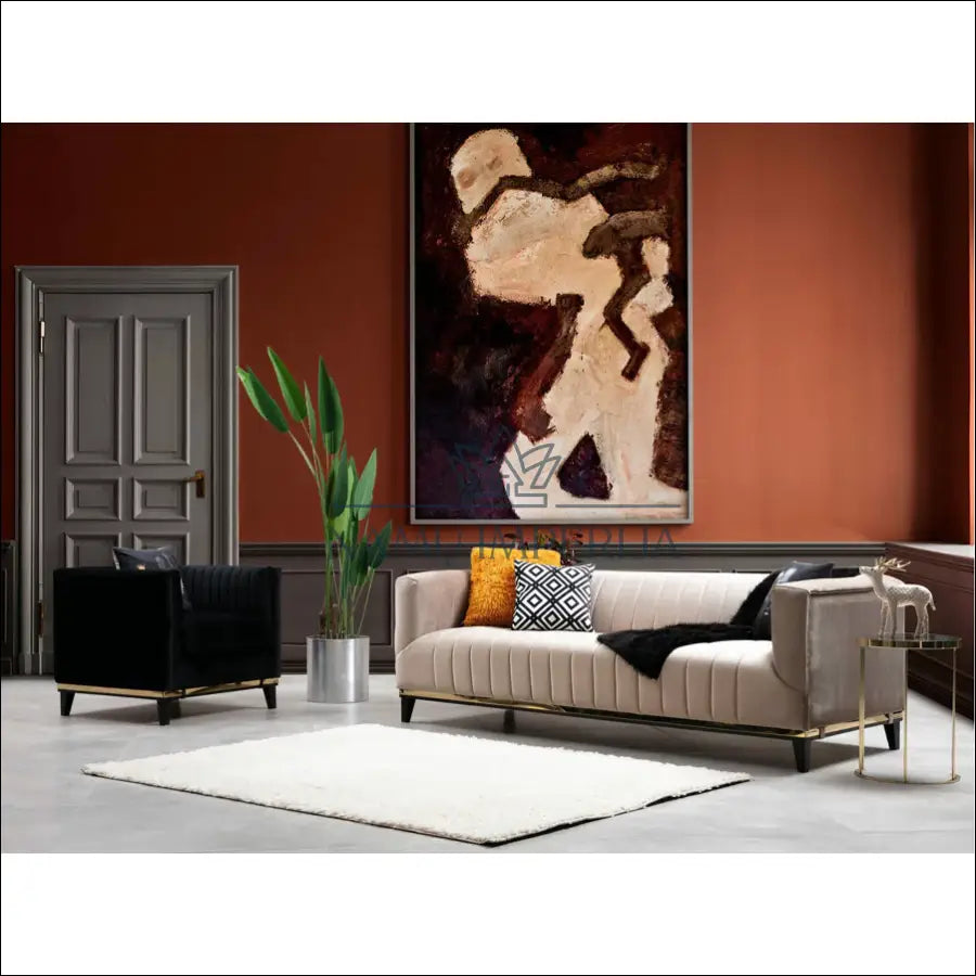 Fotelis MI795 - €245 Save 50% __label:Pristatymas 1-2 d.d., color-auksine, color-juoda, foteliai, material-aksomas Virš