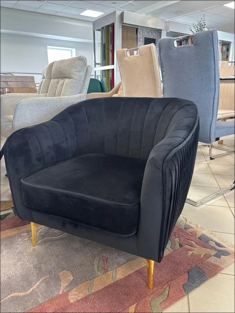 Fotelis MI939 - €95 Save 50% 50-100, __label:Pristatymas 1-2 d.d., color-juoda, foteliai, material-aksomas €50 to €100