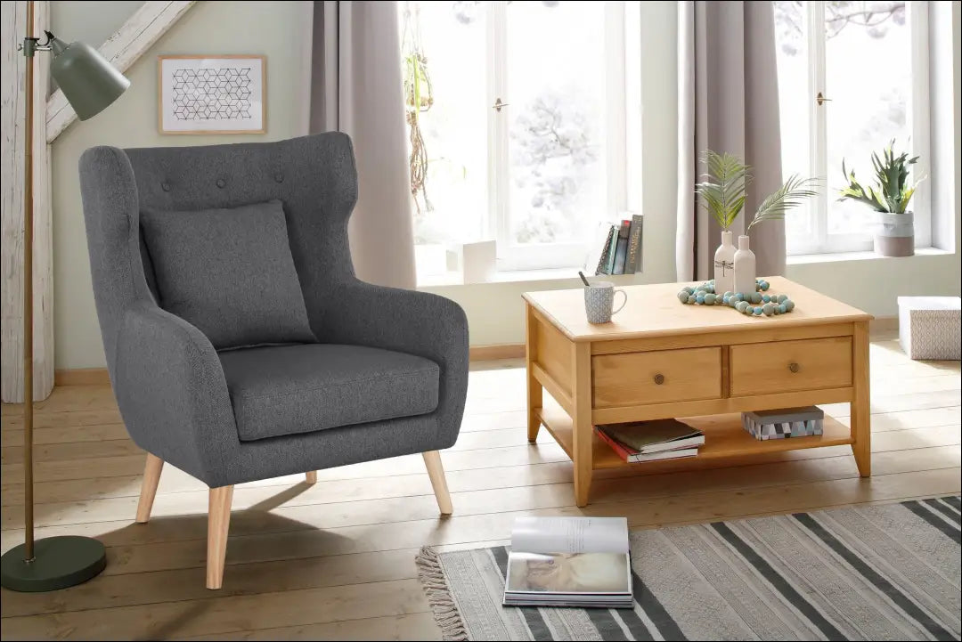 Fotelis MI954 - €170 Save 50% 100-200, __label:Pristatymas 1-2 d.d., color-pilka, foteliai, material-gobelenas €100