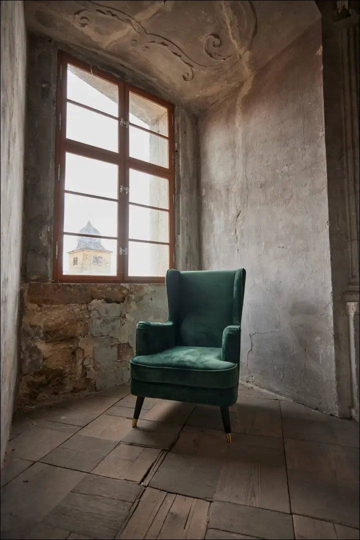 Fotelis MI981 - €240 Save 50% __label:Pristatymas 1-2 d.d., color-zalia, foteliai, material-aksomas, minksti Aksomas