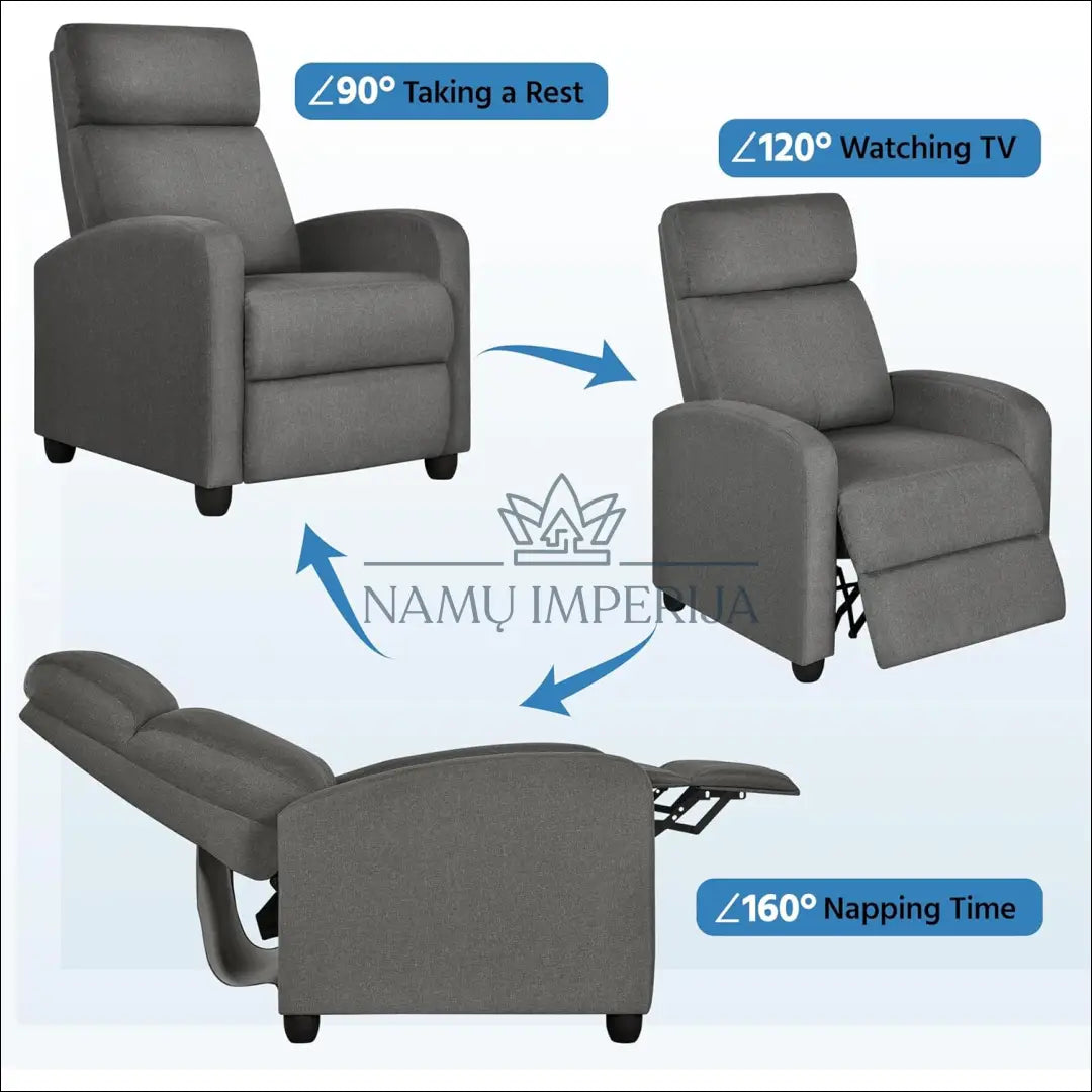 Fotelis su atsilošimo funkcija MI753 - €98 Save 55% 50-100, __label:Pristatymas 1-2 d.d., color-pilka, foteliai,