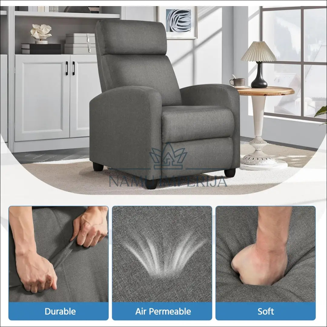 Fotelis su atsilošimo funkcija MI753 - €98 Save 55% 50-100, __label:Pristatymas 1-2 d.d., color-pilka, foteliai,