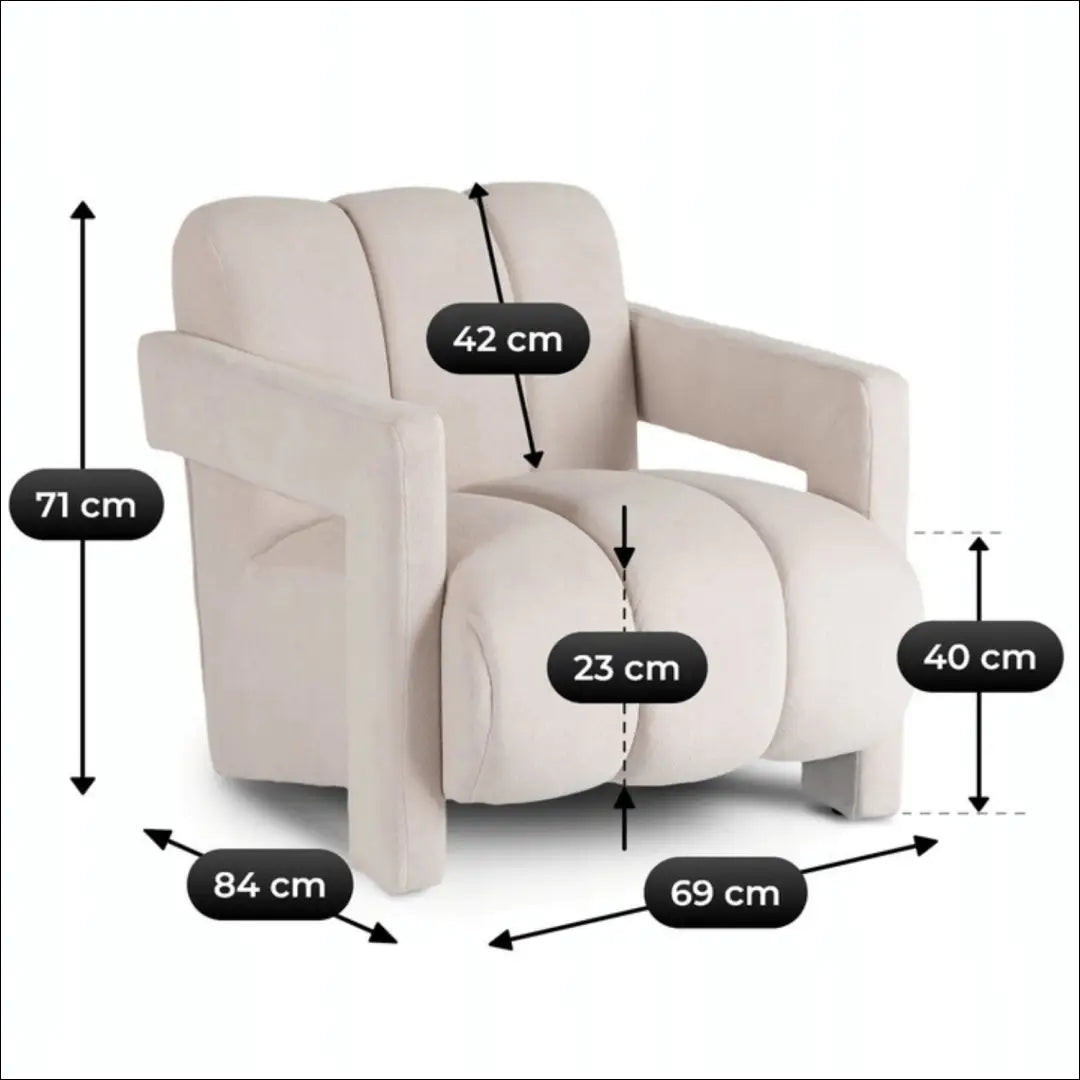 Fotelis su buklė audinio audiniu kreminės spalvos / pilkos TE863 - €236 Save 15% __label:Pristatymas 5-14 d.d., elite,