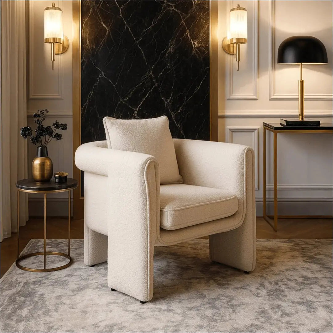 Fotelis su buklė audinio audiniu kreminės spalvos TE860 - €277 Save 15% __label:Pristatymas 5-14 d.d., elite, over-200,