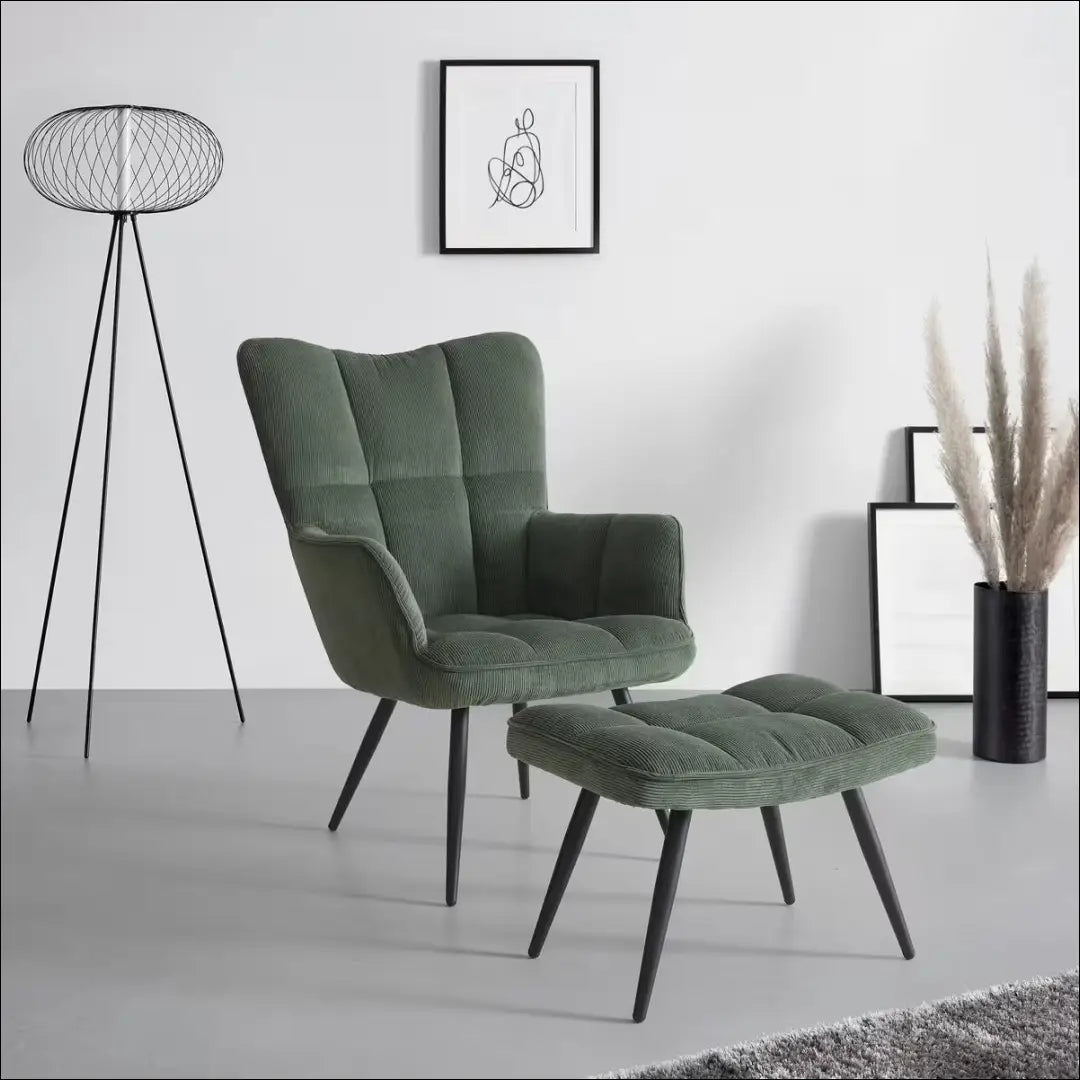 Fotelis su kojų kėdute MI1000 - €144 Save 50% 100-200, __label:Pristatymas 1-2 d.d., color-zalia, foteliai,