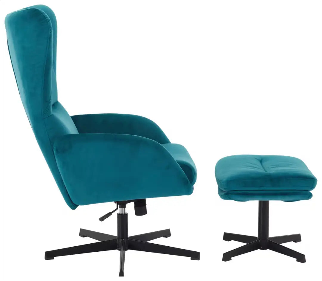 Fotelis su kojų kėdute MI907 - €205 Save 50% __label:Pristatymas 1-2 d.d., color-turkis, foteliai, material-aksomas,