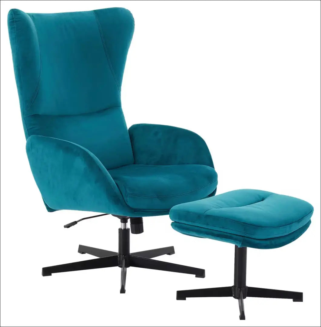 Fotelis su kojų kėdute MI907 - €205 Save 50% __label:Pristatymas 1-2 d.d., color-turkis, foteliai, material-aksomas,