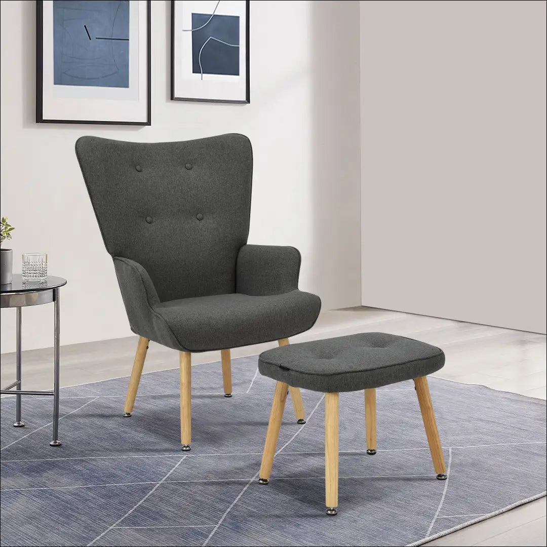 Fotelis su kojų kėdute MI947 - €112 Save 50% 100-200, __label:Pristatymas 1-2 d.d., color-pilka, foteliai,