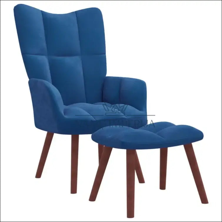 Fotelis su pėdų kėdute MI515 - €84 Save 50% 50-100, color-melyna, foteliai, material-aksomas, material-poliesteris