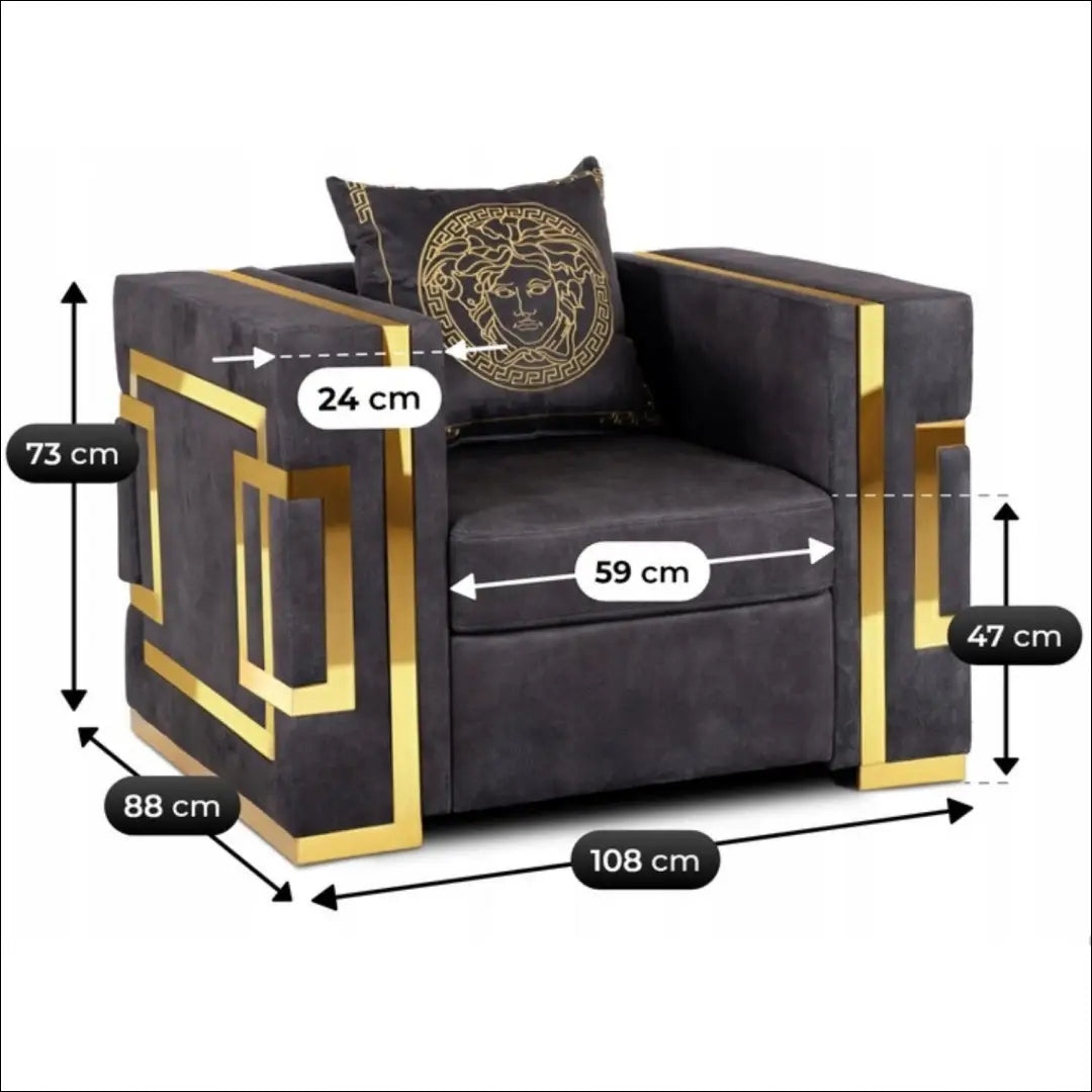 Fotelis su veliūro audiniu juodos spalvos / auksinės TE1061 - €718 Save 15% __label:Pristatymas 5-14 d.d., elite,