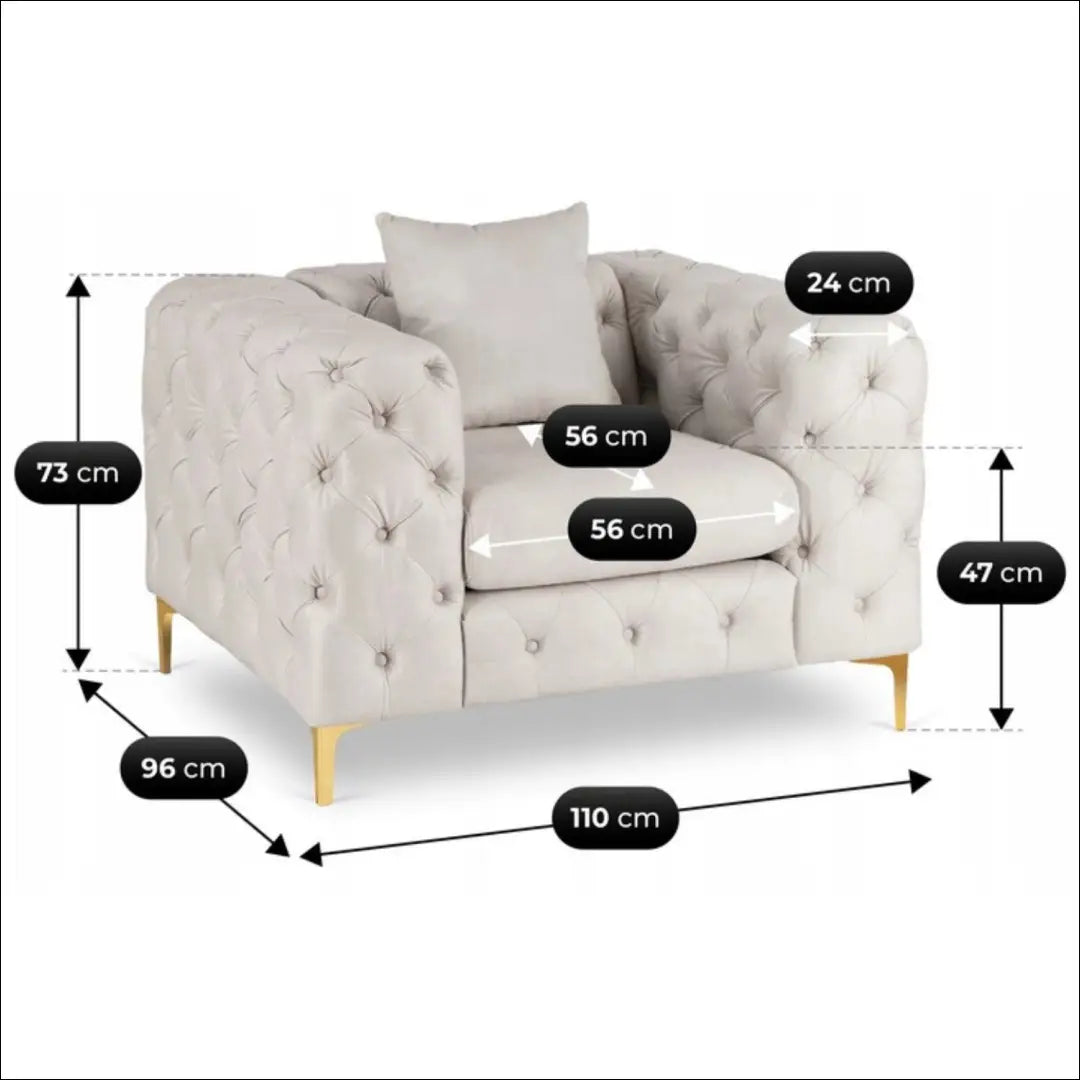 Fotelis su veliūro audiniu kreminės spalvos TE1064 - €507 Save 15% __label:Pristatymas 5-14 d.d., elite, over-200,