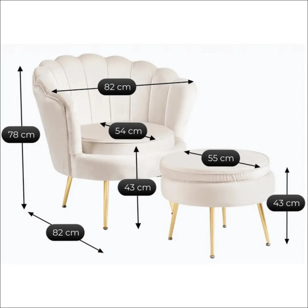 Fotelis su veliūro audiniu kreminės spalvos TE597 - €239 Save 15% __label:Pristatymas 5-14 d.d., elite, over-200,