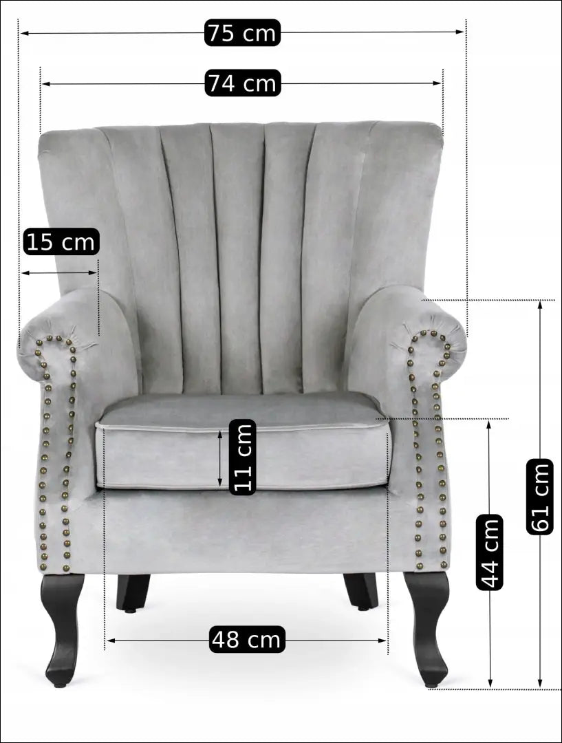 Fotelis su veliūro audiniu pilkos spalvos TE147 - €194 Save 15% 100-200, __label:Pristatymas 5-14 d.d., elite, Fotele