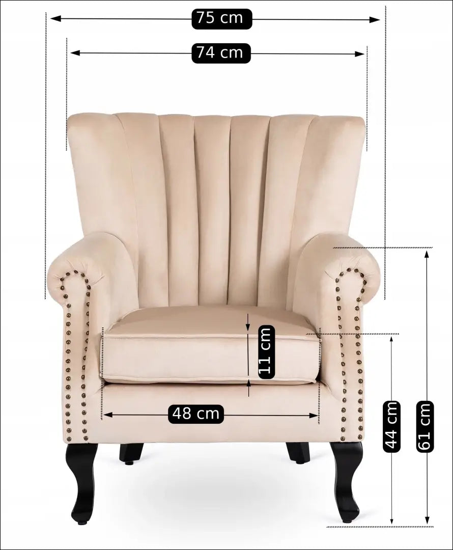 Fotelis su veliūro audiniu smėlio spalvos TE142 - €194 Save 15% 100-200, __label:Pristatymas 5-14 d.d., elite, Fotele