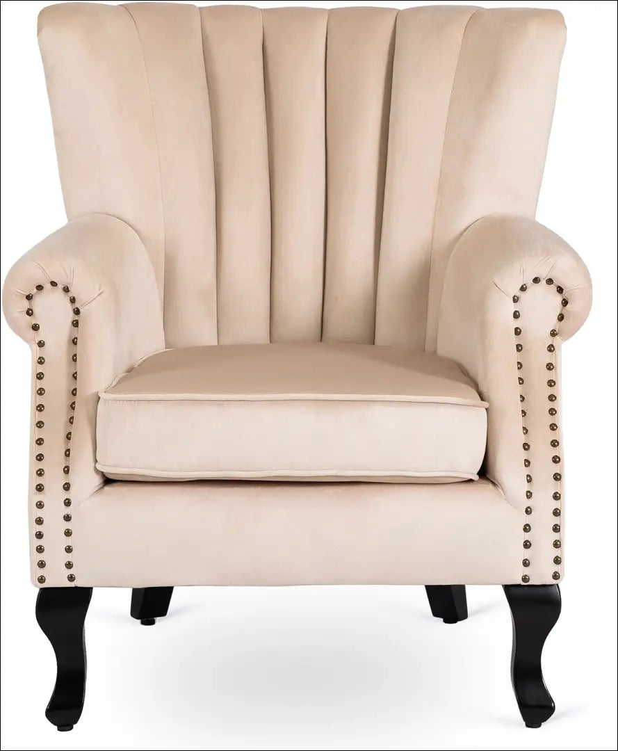 Fotelis su veliūro audiniu smėlio spalvos TE142 - €194 Save 15% 100-200, __label:Pristatymas 5-14 d.d., elite, Fotele