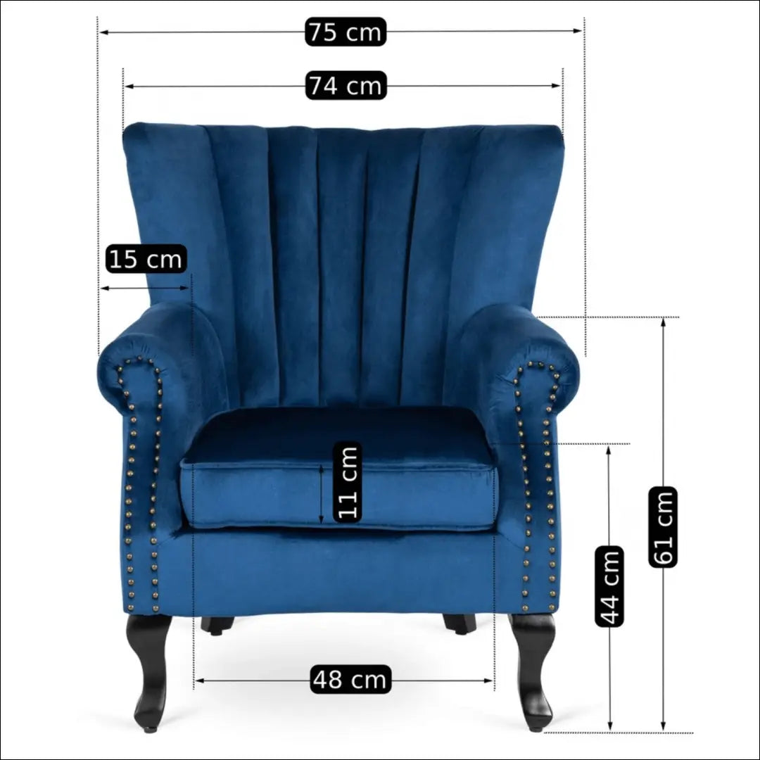Fotelis su veliūro audiniu tamsiai mėlynos spalvos TE310 - €194 Save 15% 100-200, __label:Pristatymas 5-14 d.d., elite,