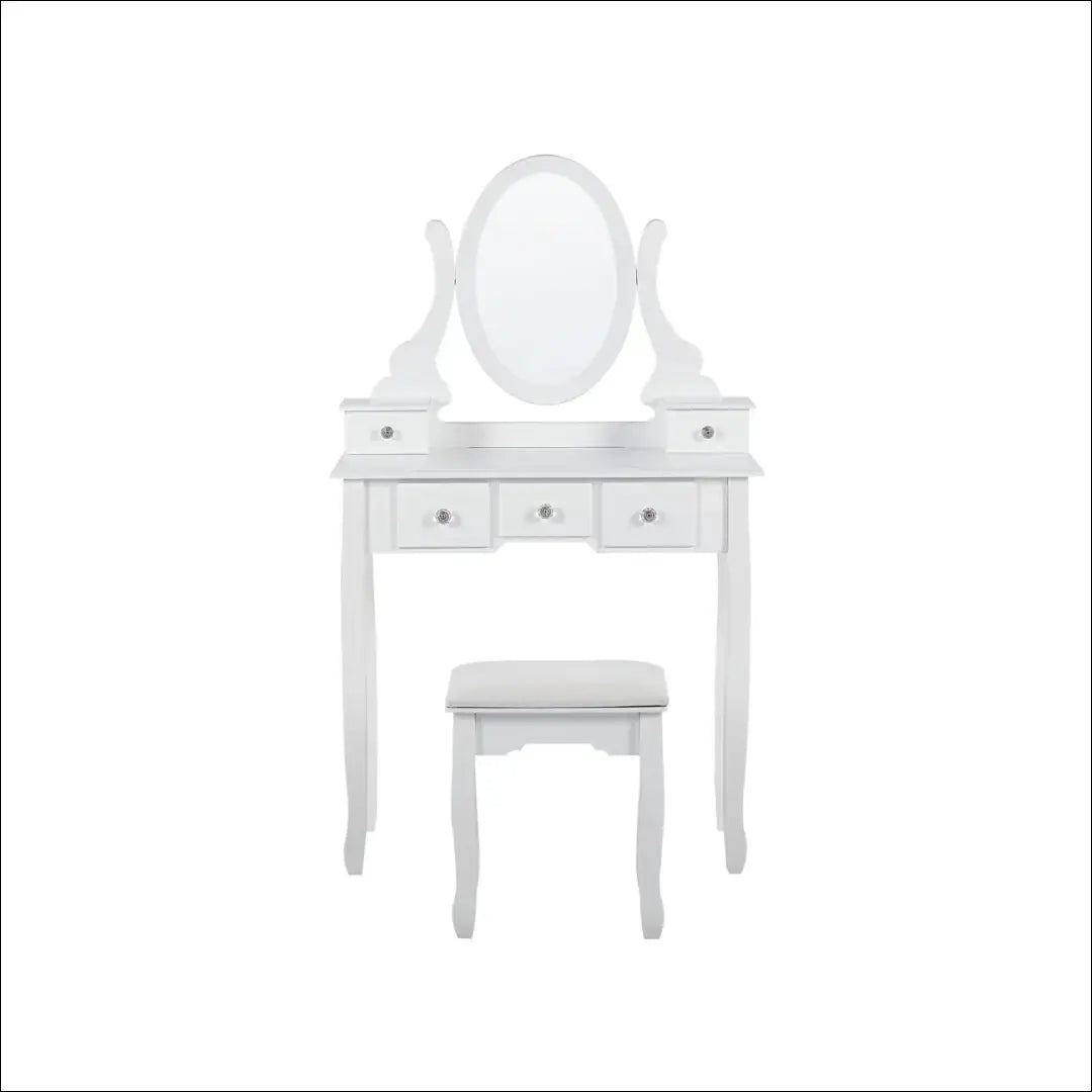 Grožio staliukas su kėdute KI1438 - €124 Save 50% 100-200, __label:Pristatymas 1-2 d.d., color-balta, grozio-staliukas,