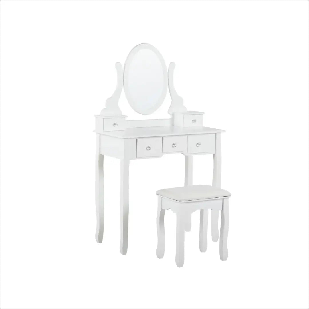 Grožio staliukas su kėdute KI1438 - €124 Save 50% 100-200, __label:Pristatymas 1-2 d.d., color-balta, grozio-staliukas,