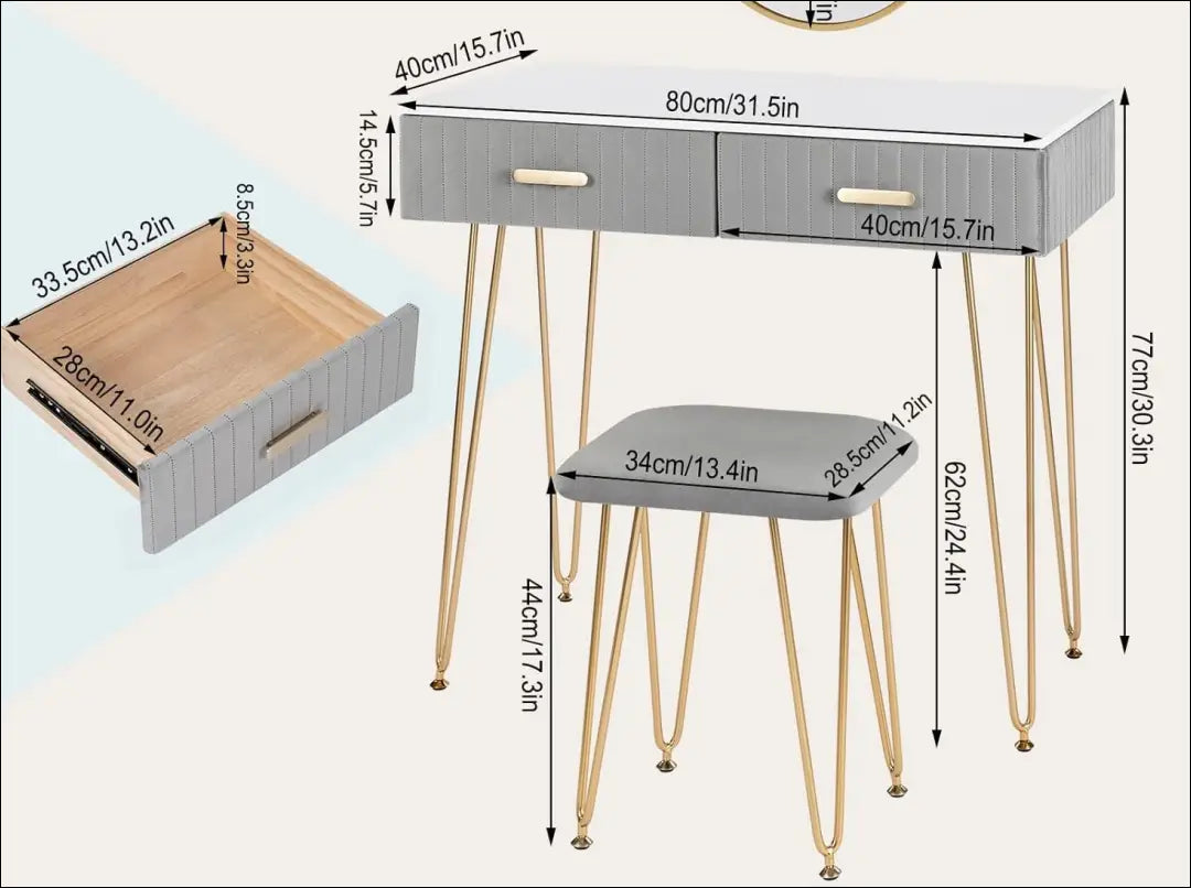 Grožio staliukas su kėdutė SI2072 - €184 Save 50% 100-200, __label:Pristatymas 1-2 d.d., biuro-baldai, biuro-stalai,