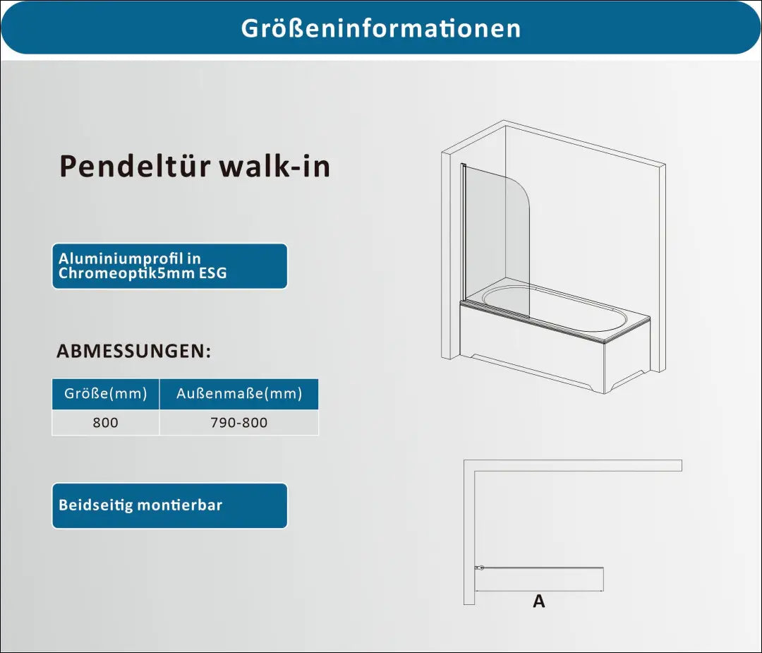 Grūdinto stiklo vonios sienelė su 6 mm aliuminio profiliu KI1860 - €55 Save 50% 50-100, __label:Pristatymas 1-2 d.d.,