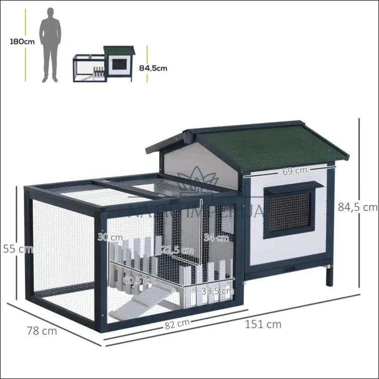 Gyvūnų namelis KI473 - €47 Save 70% 25-50, __label:Pristatymas 1-2 d.d., color-balta, color-pilka, color-zalia