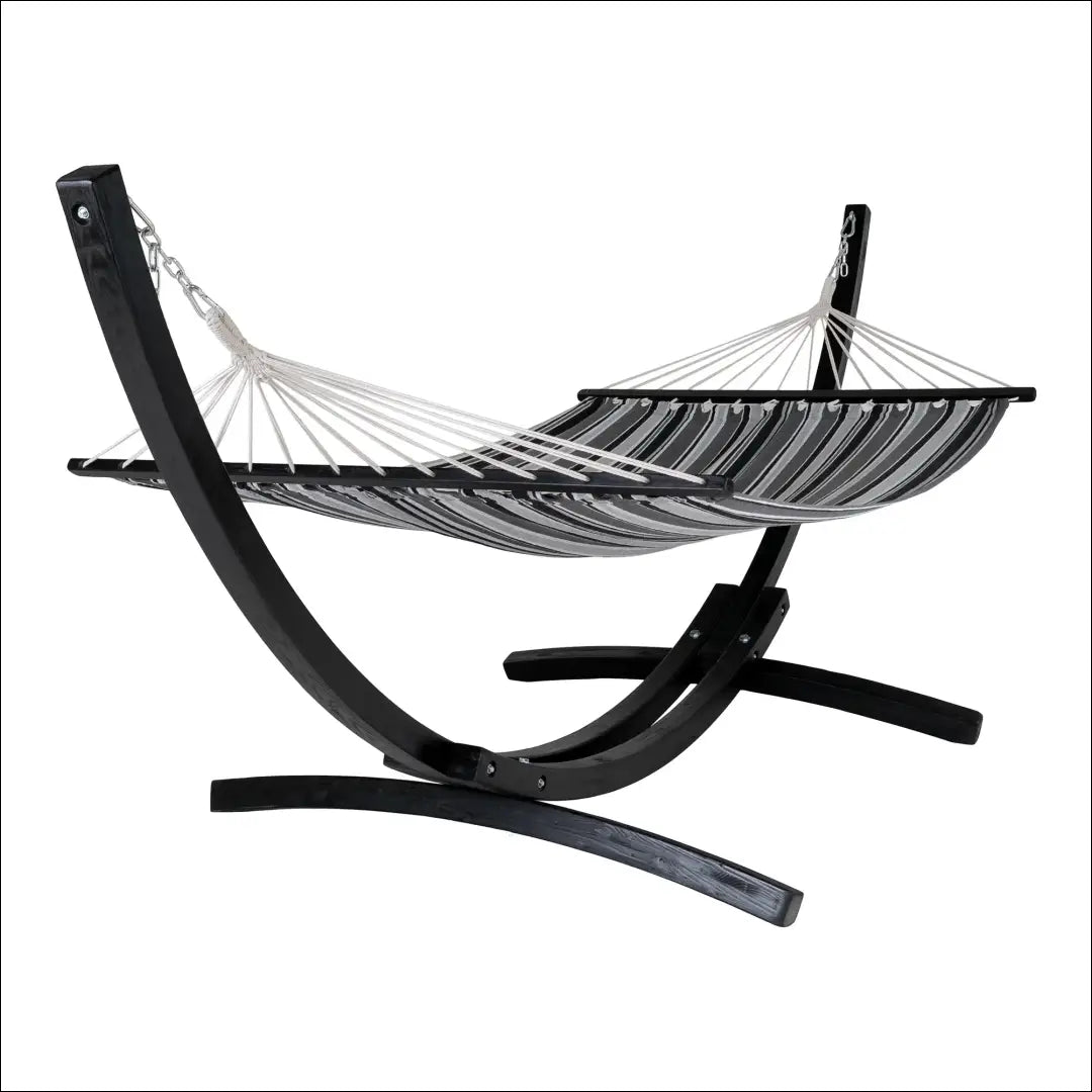 Hamakas ant medinio stovo maumedžio poliesterio/medvilnės juoda/pilka/balta RD1182 - €276 Save 15% __label:Pristatymas