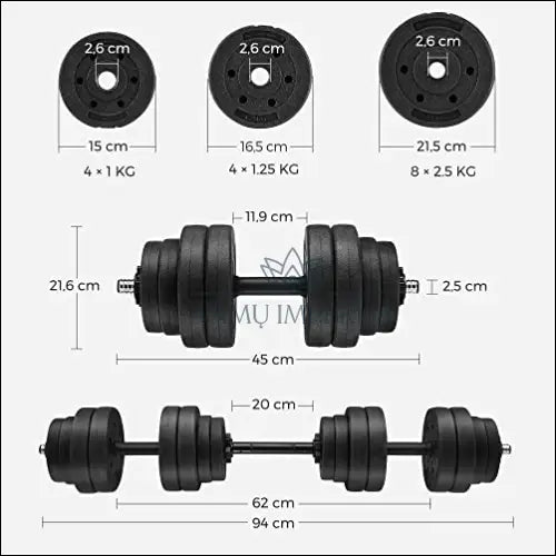 Hantelių komplektas 2vnt (susijungia į štangą) SM1517 - €86 Save 30% 50-100, __label:Pristatymas 5-14 d.d.,