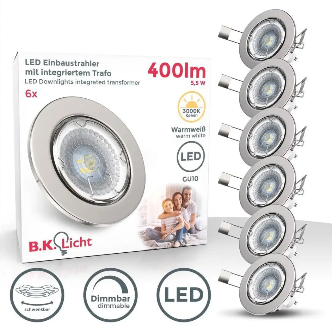 Įleidžiami LED šviestuvai (6vnt) DI12404 - €27 Save 50% 25-50, __label:Pristatymas 1-2 d.d., color-sidabrine,