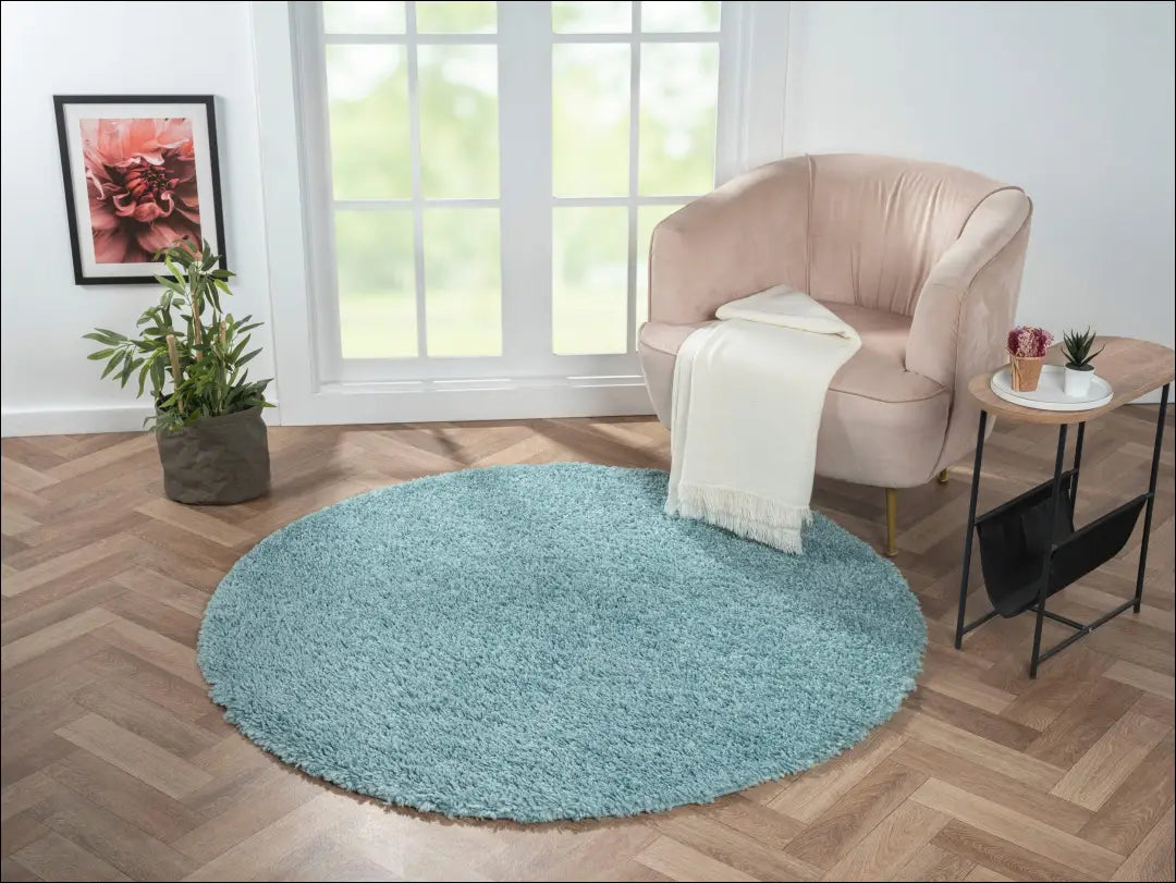 Ilgaplaukis apvalus kilimas RU1672 - €58 Save 50% 50-100, __label:Pristatymas 1-2 d.d., color-turkis, ilgaplaukiai 150