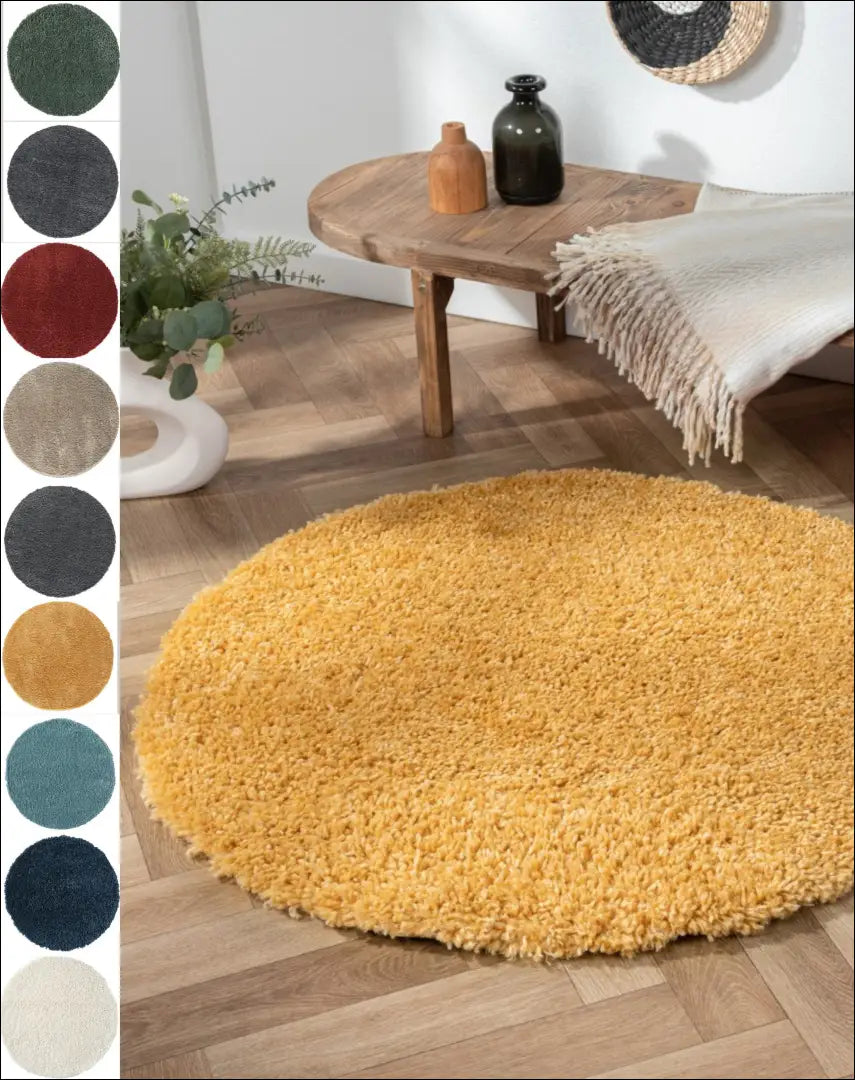 Ilgaplaukis apvalus kilimas RU1676 - €64 Save 50% 50-100, __label:Pristatymas 1-2 d.d., color-geltona, ilgaplaukiai 150