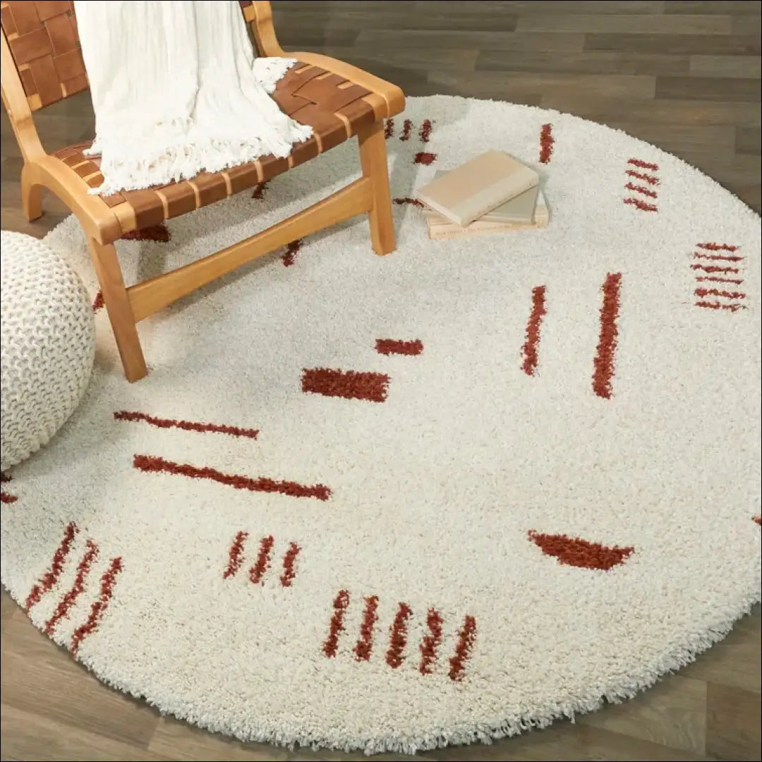 Ilgaplaukis kilimas RU1554 - €70 Save 50% 50-100, __label:Pristatymas 1-2 d.d., apvalus, color-kremas, color-ruda 160