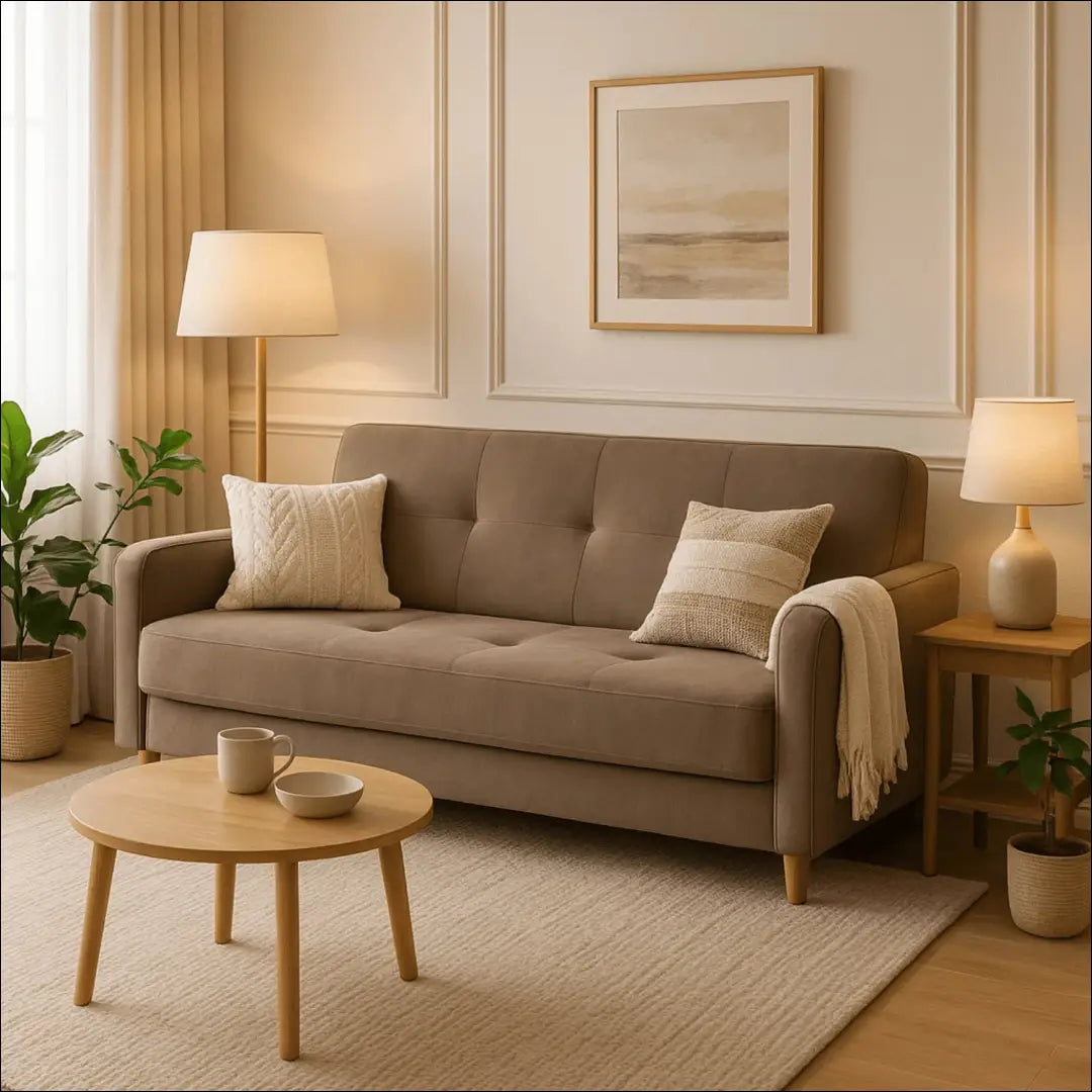 Išskleidžiama sofa su audiniu smėlio spalvos TE437 - €684 Save 15% __label:Pristatymas 5-14 d.d., elite, over-200,