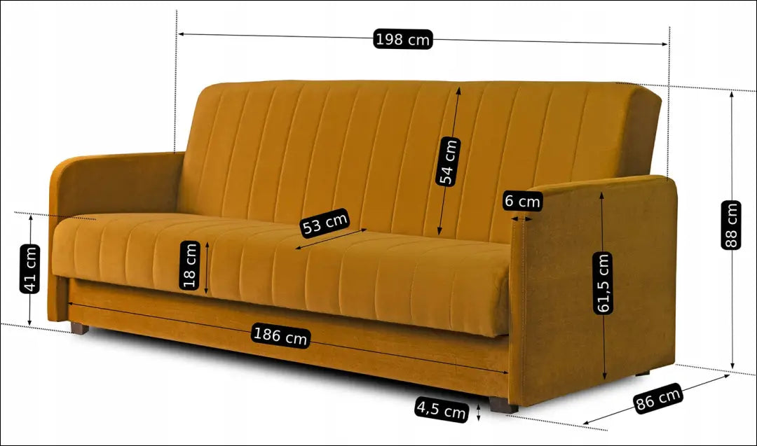Išskleidžiama sofa su veliūro audiniu garstyčių spalvos / geltonos TE278 - €645 Save 15% __label:Pristatymas 5-14 d.d.,