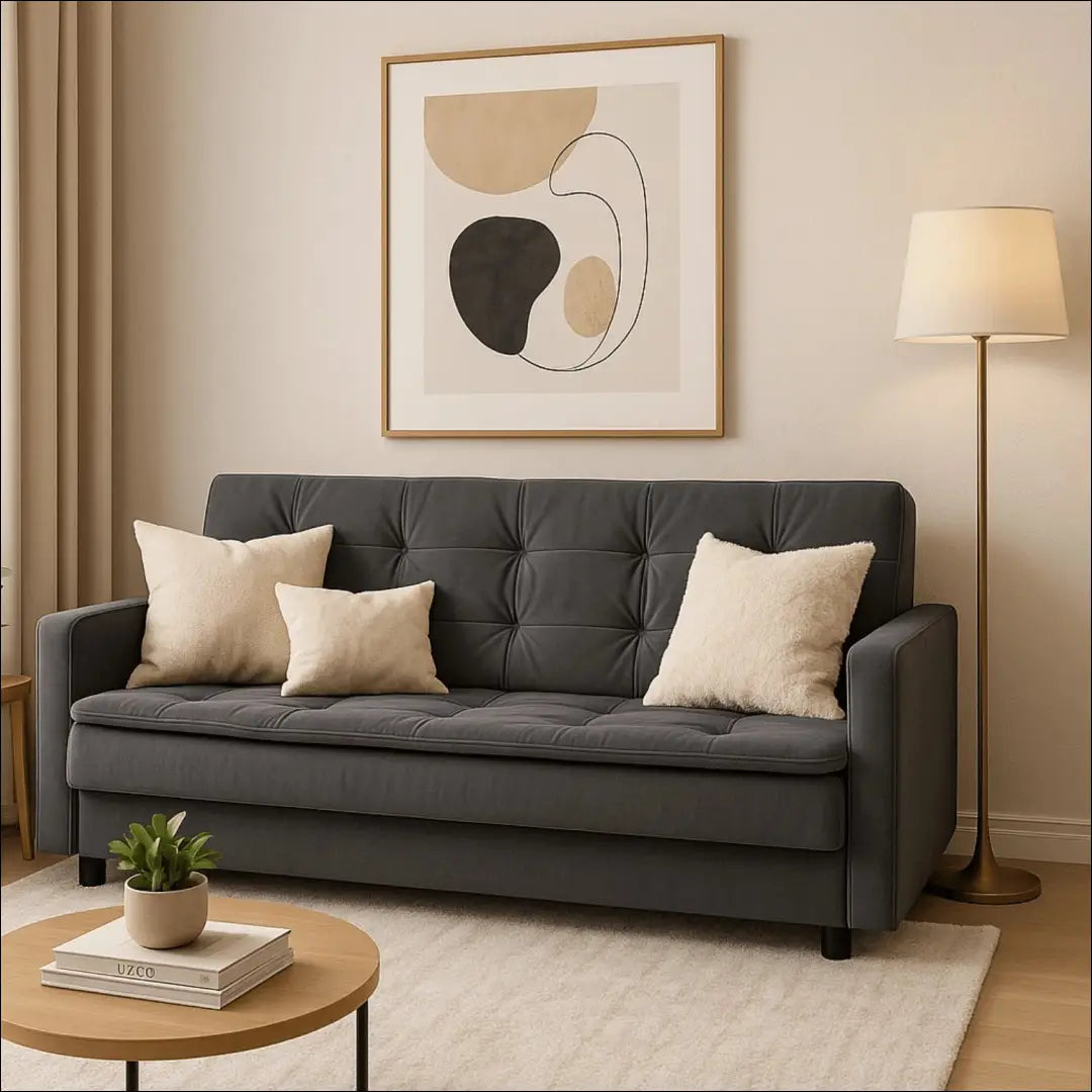 Išskleidžiama sofa su veliūro audiniu pilkos spalvos TE442 - €813 Save 15% __label:Pristatymas 5-14 d.d., elite,