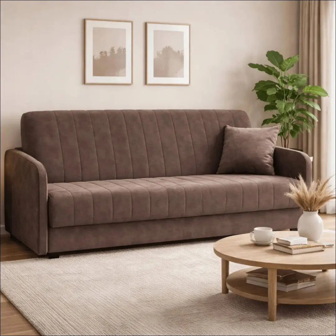 Išskleidžiama sofa su veliūro audiniu rudos spalvos TE1208 - €615 Save 15% __label:Pristatymas 5-14 d.d., elite,