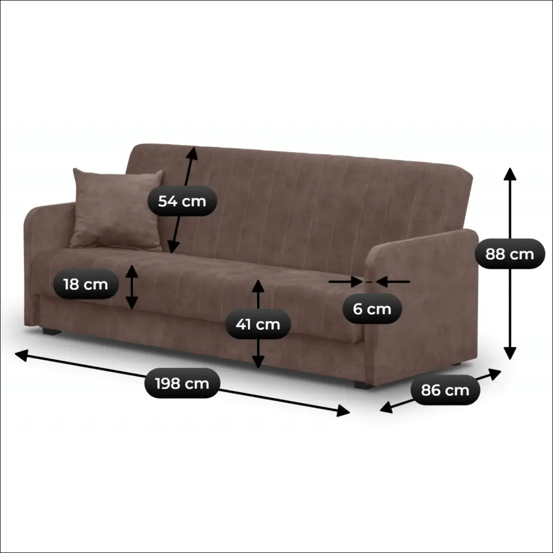 Išskleidžiama sofa su veliūro audiniu rudos spalvos TE1208 - €615 Save 15% __label:Pristatymas 5-14 d.d., elite,